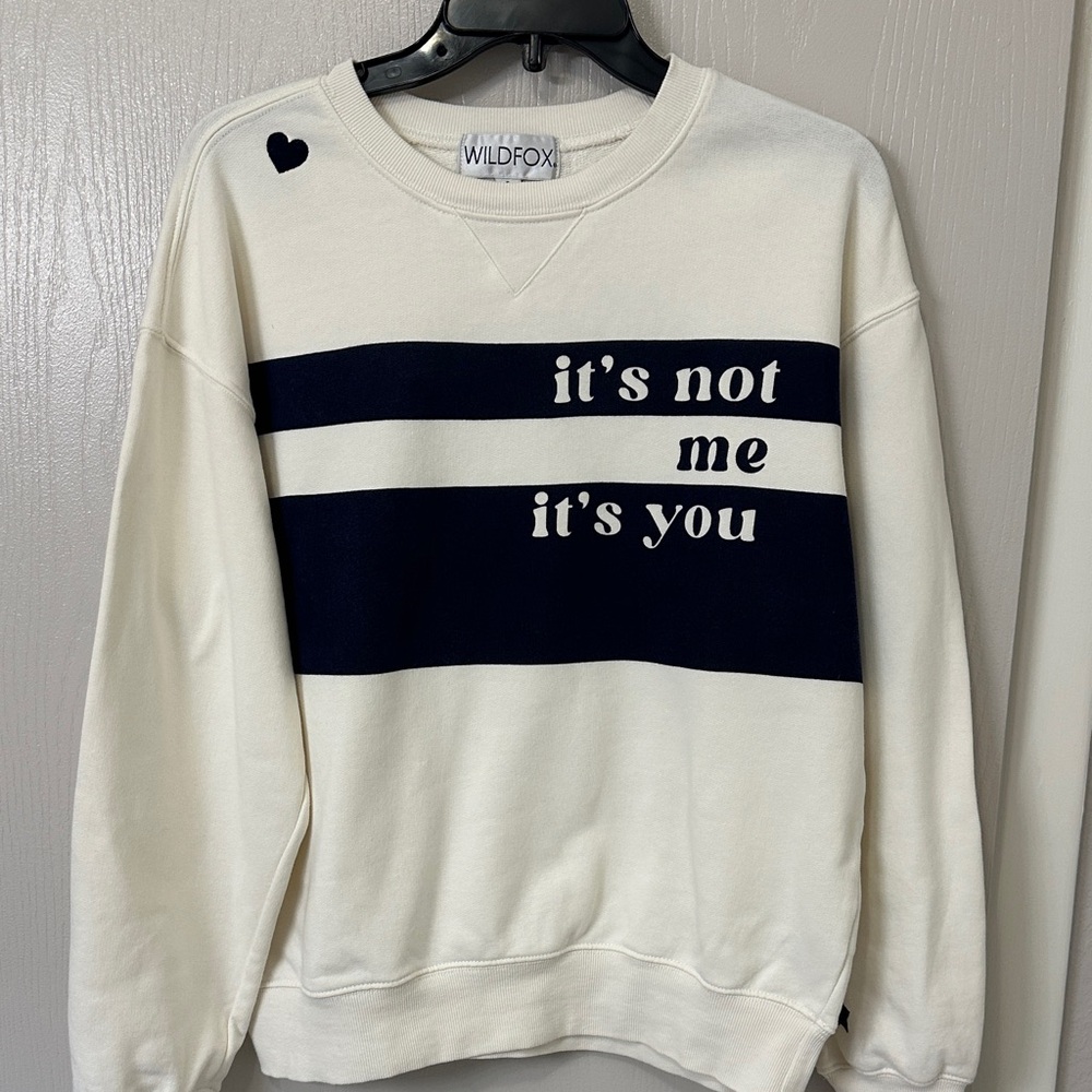 Wildfox Cream and Blue Crewneck Sweatshirt